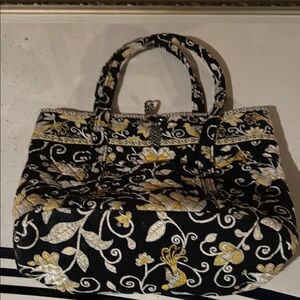Floral Black and Yellow Vera Bradley Tote Bag